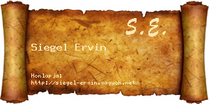 Siegel Ervin névjegykártya